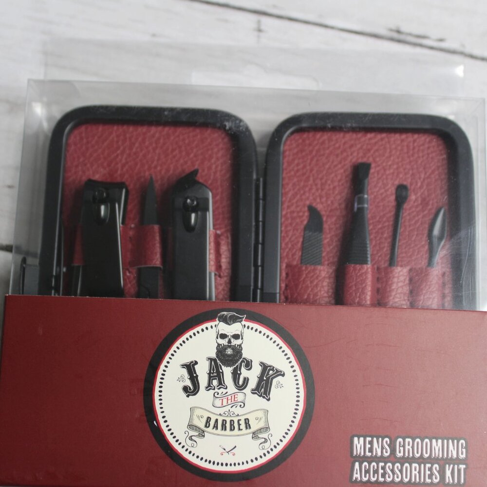 Jack the Barber Men's Grooming Set Nail Clippers File Scissors Tweezers